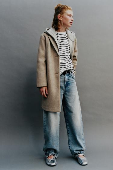 ABRIGO PAÑO BÁSICO - Beige claro de Zara