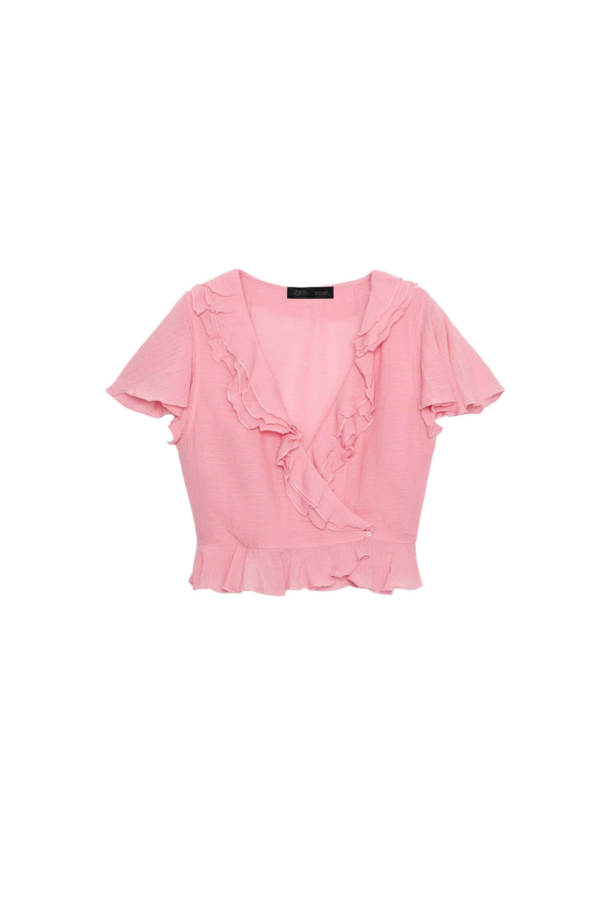 TRALALA フリル クロップドトップス ピンク フリルクロップドトップス - ピンク | ZARA Japan / 日本