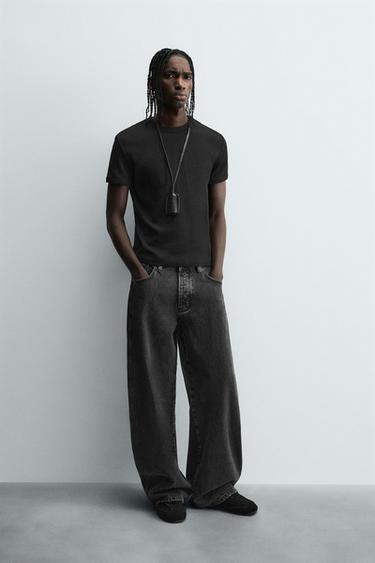 CAMISETA RIB BÁSICA - Negro de Zara - Imagen 0