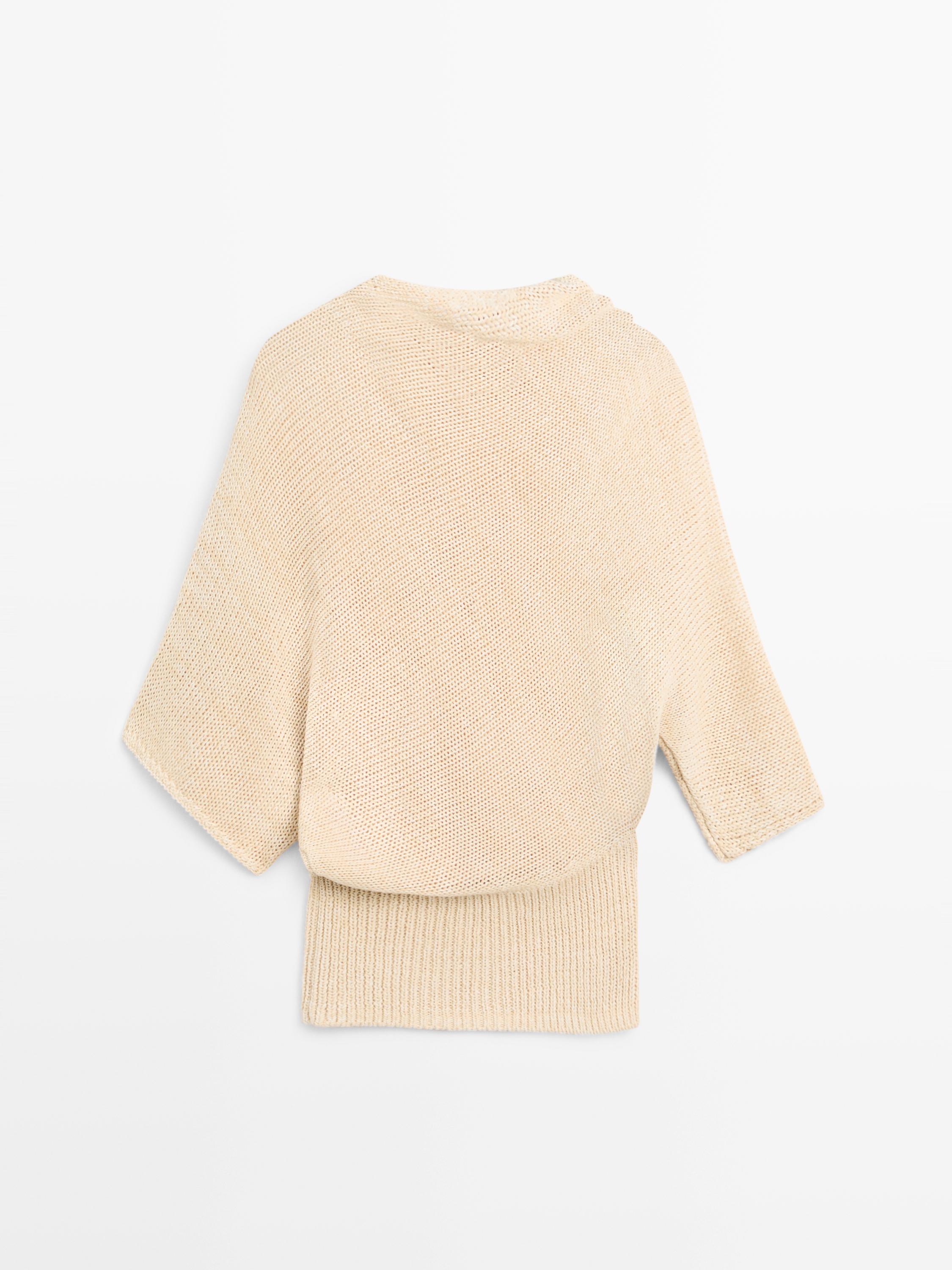 Pull oversize asymétrique en coton et lin