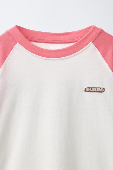 T-SHIRT MANCHES RAGLAN PUKAS SURF - Rose / Blanc de Zara - Image 4