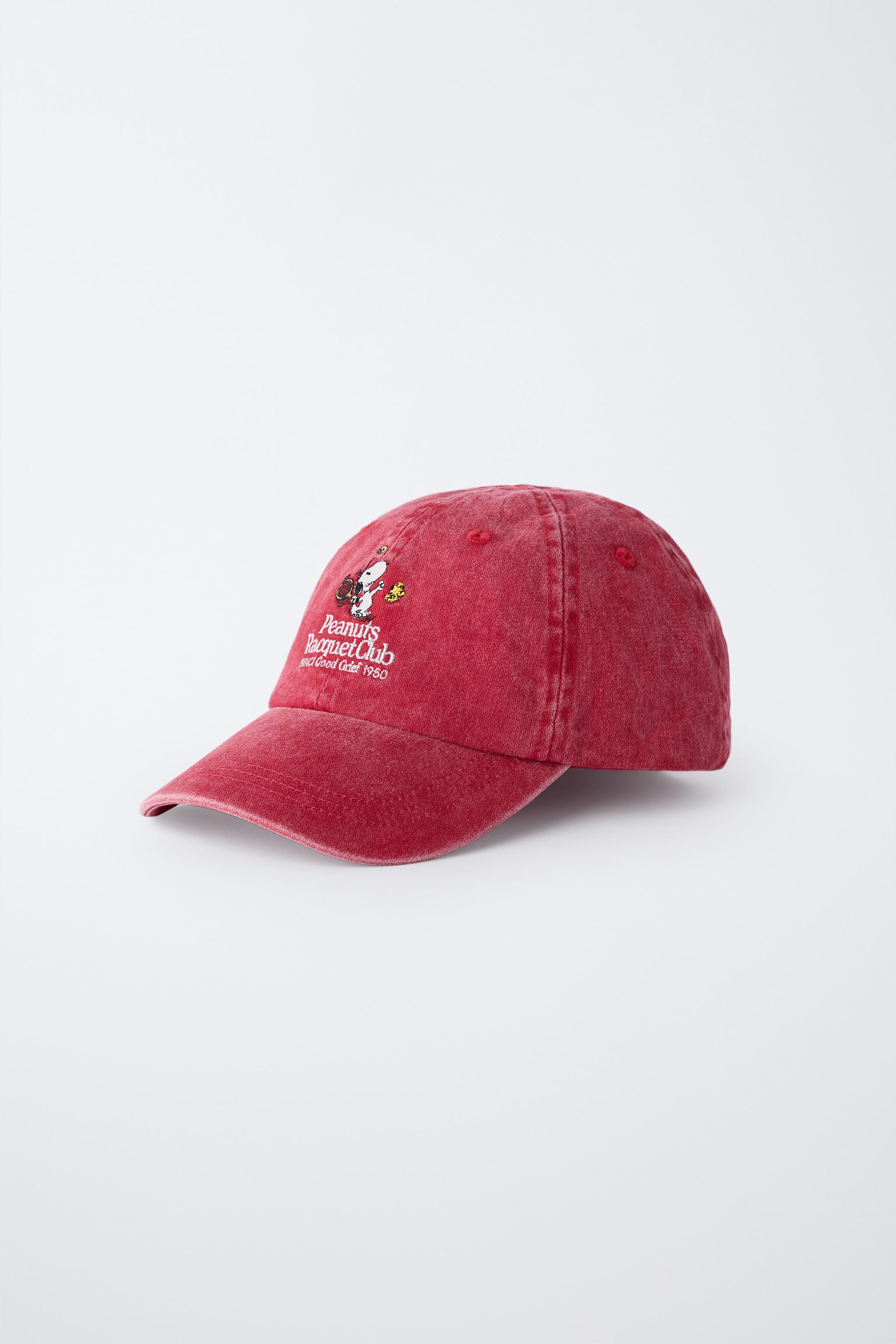 WASHED EFFECT EMBROIDERED SNOOPY PEANUTS™ CAP — Red (alternate view)