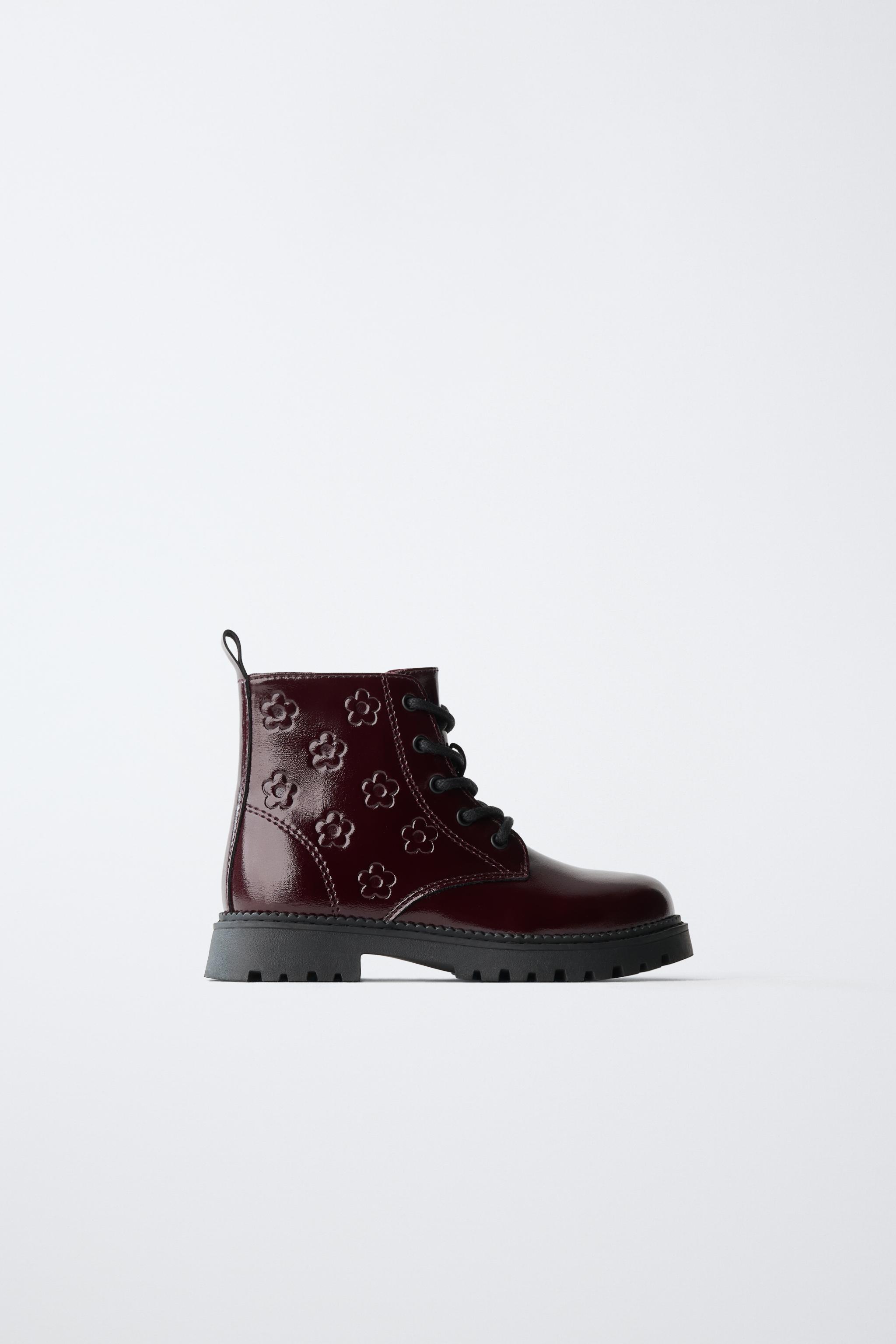 FLORAL ANKLE BOOTS - Burgundy Red | ZARA United States
