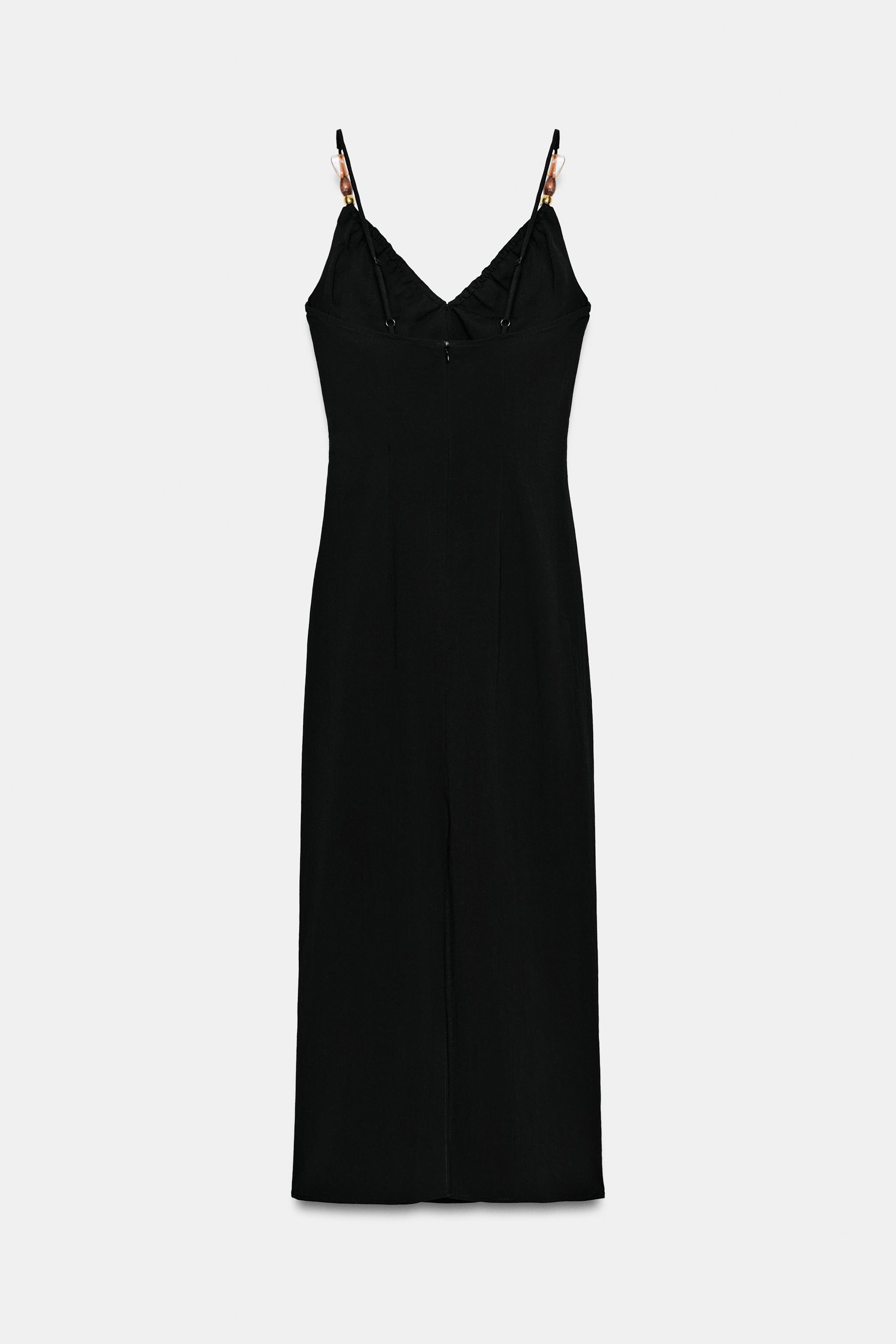 FITTED BEADED MIDI DRESS - Black | ZARA United States FITTED BEADED MIDI DRESS - Black | ZARA United States