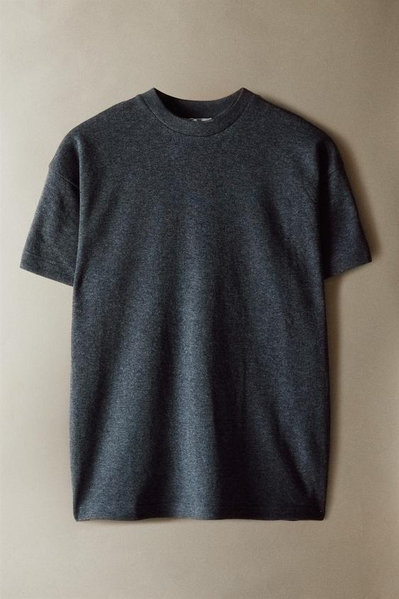 Cotton short sleeve T-shirt - Dark grey by Zara - Image 0