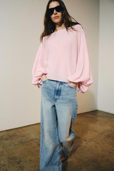 VOLUMINOUS SLEEVE JUMPER - Pale pink by Zara