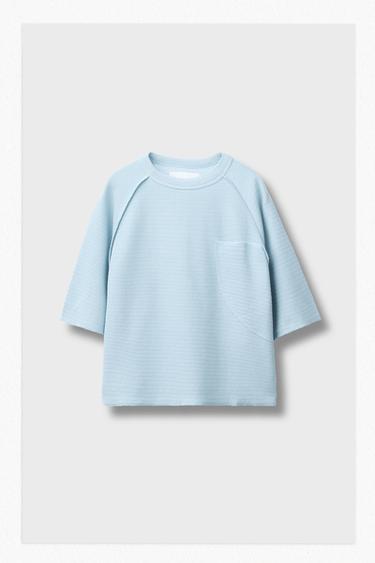 CAMISETA ESTRUCTURA BOLSILLO - Celeste de Zara