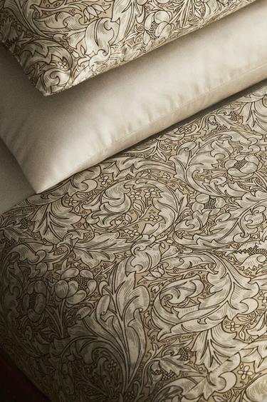 MORRIS & CO. FLORAL COTTON SATEEN FLAT SHEET - Vanilla by Zara - Image 4