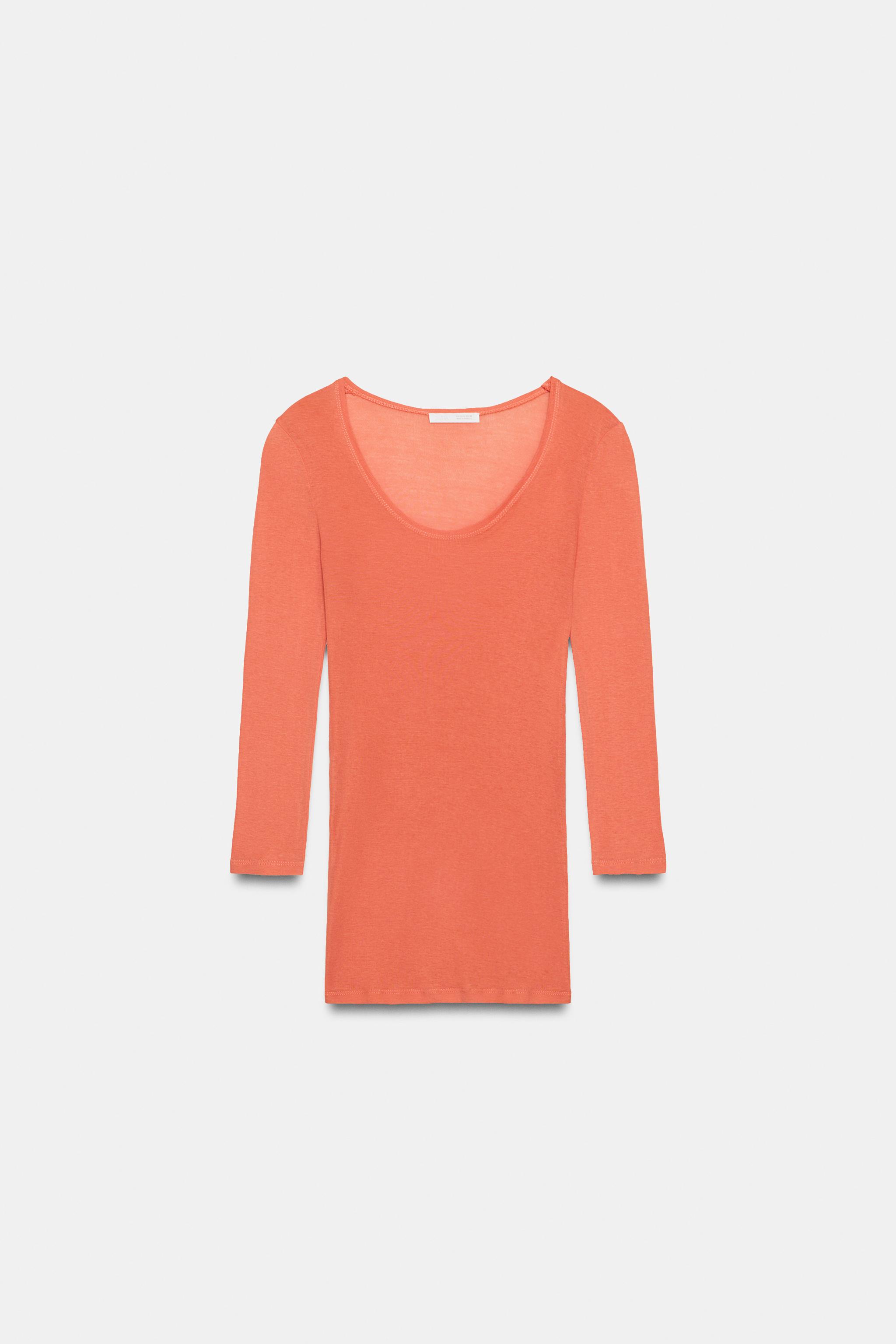 SUPIMA® THREE-QUARTER SLEEVE T-SHIRT — Tangerine