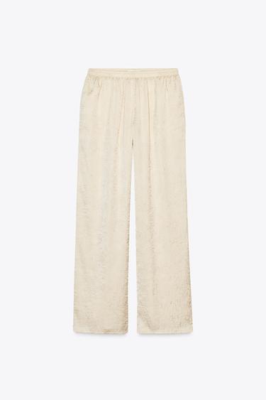 PANTALON LARGE EFFET PLISSÉ - Beige de Zara - Image 4