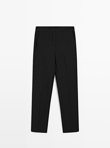 Pantalón cigarette fit tejido crepé - Negro de Zara
