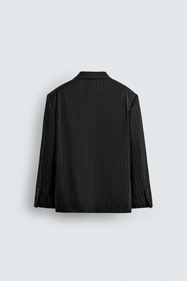 DOUBLE-BREASTED PINSTRIPE SUIT BLAZER - Black by Zara - Image 8