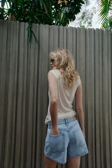 SHORT Z1975 MOM FIT TAILLE MI-HAUTE - Bleu clair de Zara - Image 4