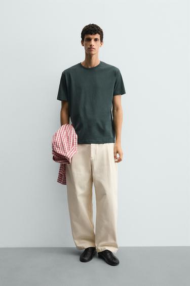 CAMISETA BÁSICA REGULAR FIT - Verde / Azul de Zara - Imagen 0