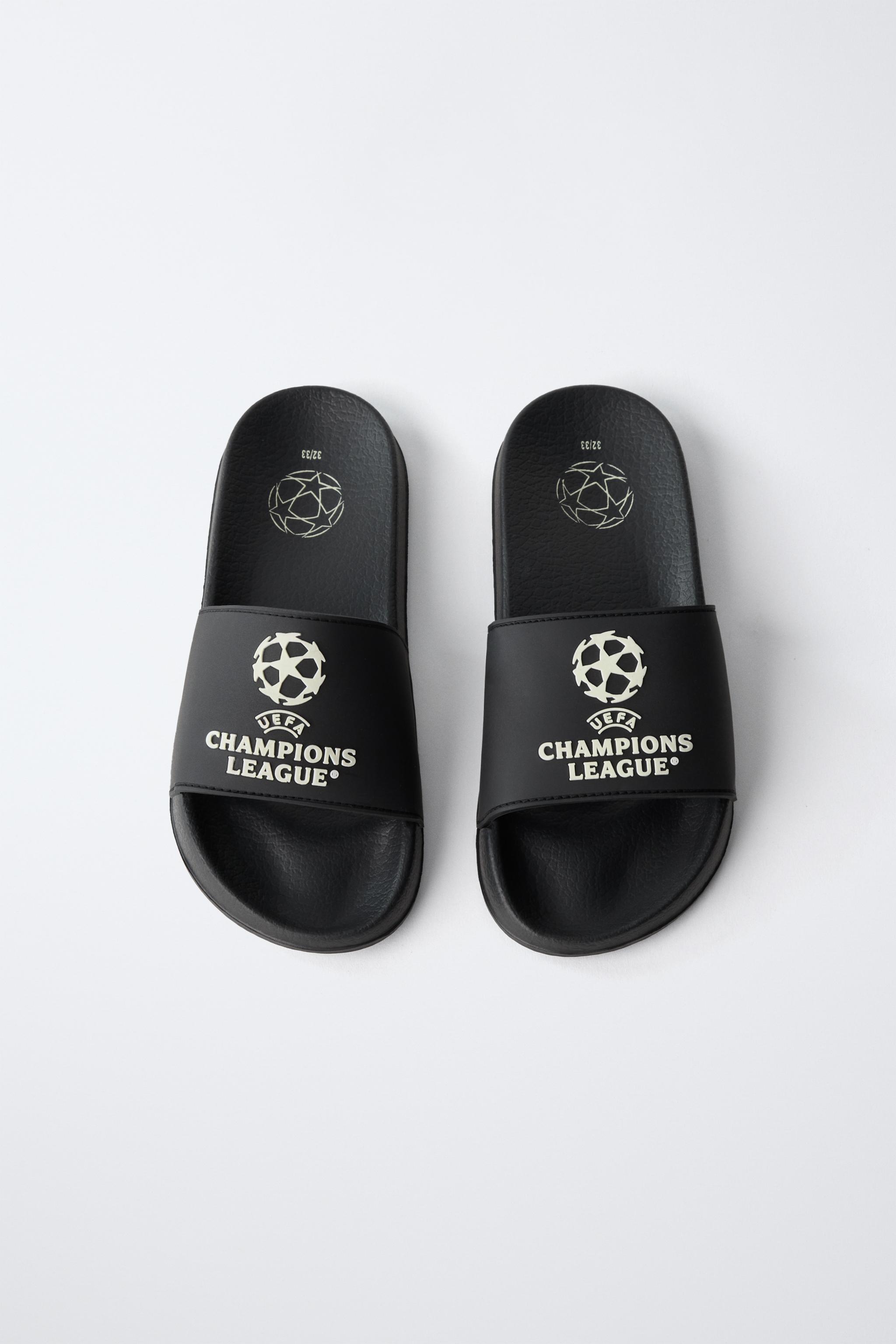 Детские сандалии Zara UEFA CHAMPIONS LEAGUE® GLOW-IN-THE-DARK POOL SLIDES — фото 4