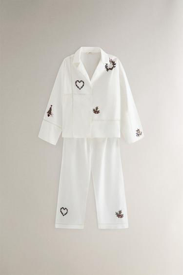 EMBROIDERED CHRISTMAS BOTTOMS - Ecru by Zara - Image 3