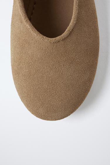 SPLIT SUEDE BALLERINAS - Brown by Zara - Image 4