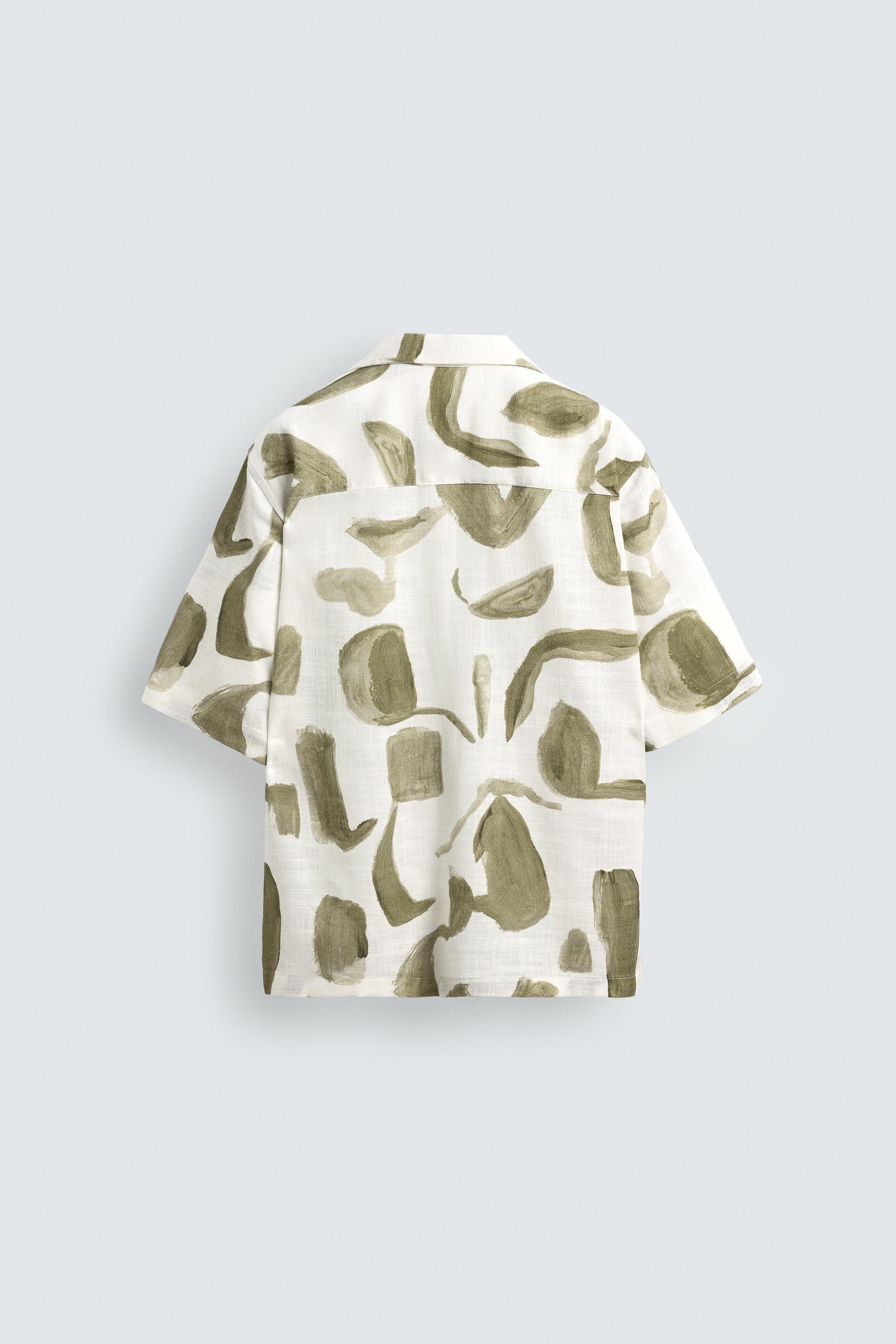 PRINTED VISCOSE - LINEN SHIRT - Khaki | ZARA United States