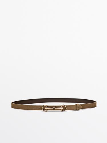 Zara Equestrian split suede leather belt - Sand
