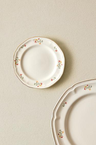 PORCELAIN SIDE PLATE WITH FLORAL PRINT - Cream by Zara - Image 5
