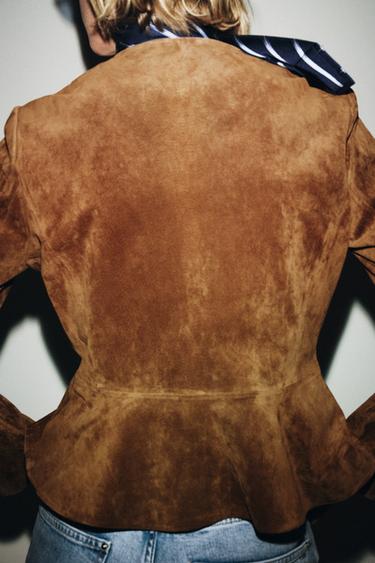 100% LEATHER JACKET - whisky by Zara - Image 2