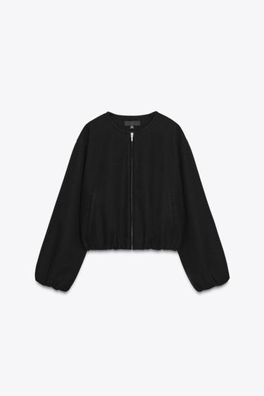 Zara SOFT BOMBER JACKET - Black