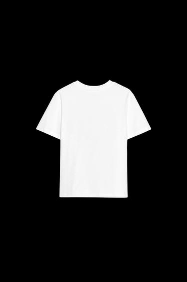 T-SHIRT MIT KONTRASTSCHRIFTZUG - Weiß / Blau von Zara