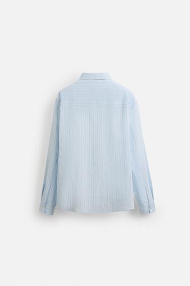 CHEMISE FLUIDE À RAYURES - Bleu ciel de Zara - Image 7