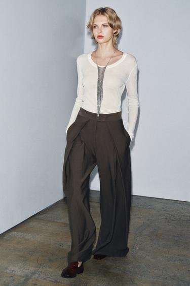 LONG SLEEVE T-SHIRT - Oyster-white by Zara