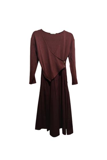 VESTIDO BURDEOS BOTONES