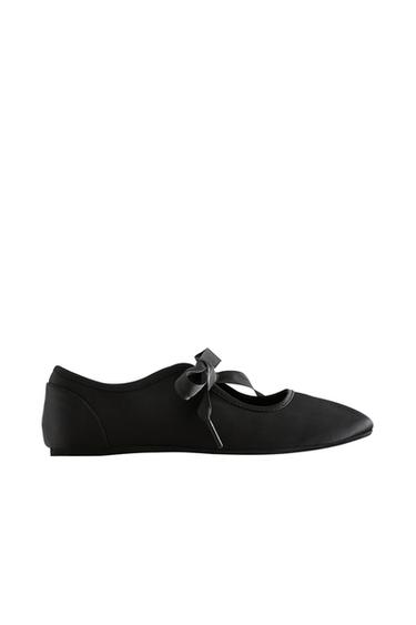 SATEEN BALLERINAS WITH BOW - Black by Zara