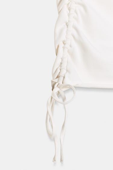 T-SHIRT FRONCÉ RÉGLABLE - Écru de Zara - Image 4