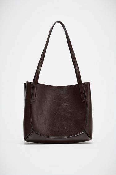 BOLSO SHOPPER DETALLES - Marrón de Zara