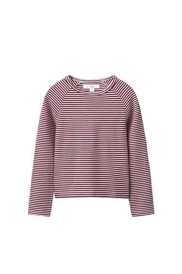 STRIPED T-SHIRT WITH MODAL - White / Red by Zara