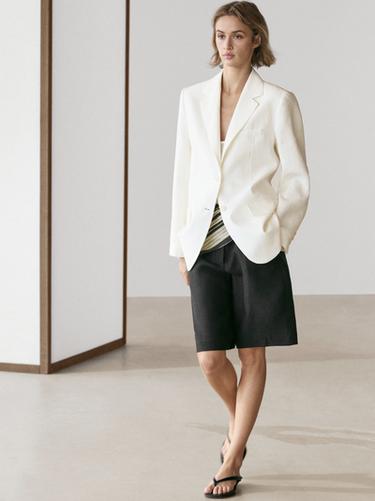 Bermuda larga lino - Negro de Zara