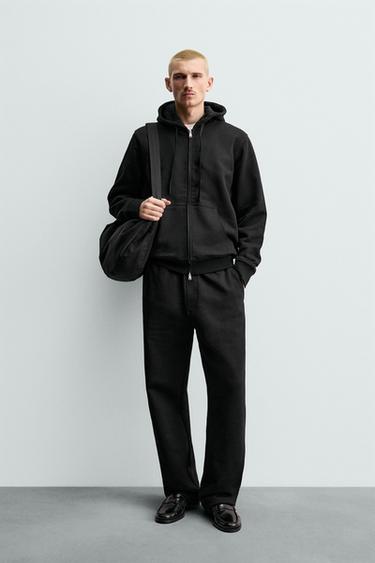 Zara REGULAR FIT HEAVYWEIGHT JOGGER PANTS - Black