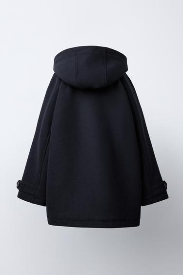 MANTEAU EN DRAP À CAPUCHE - Bleu marine de Zara - Image 4