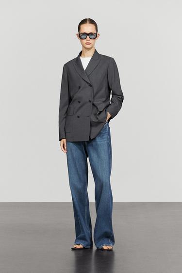 Zara Double-breasted blazer with pocket detail - Cobalt