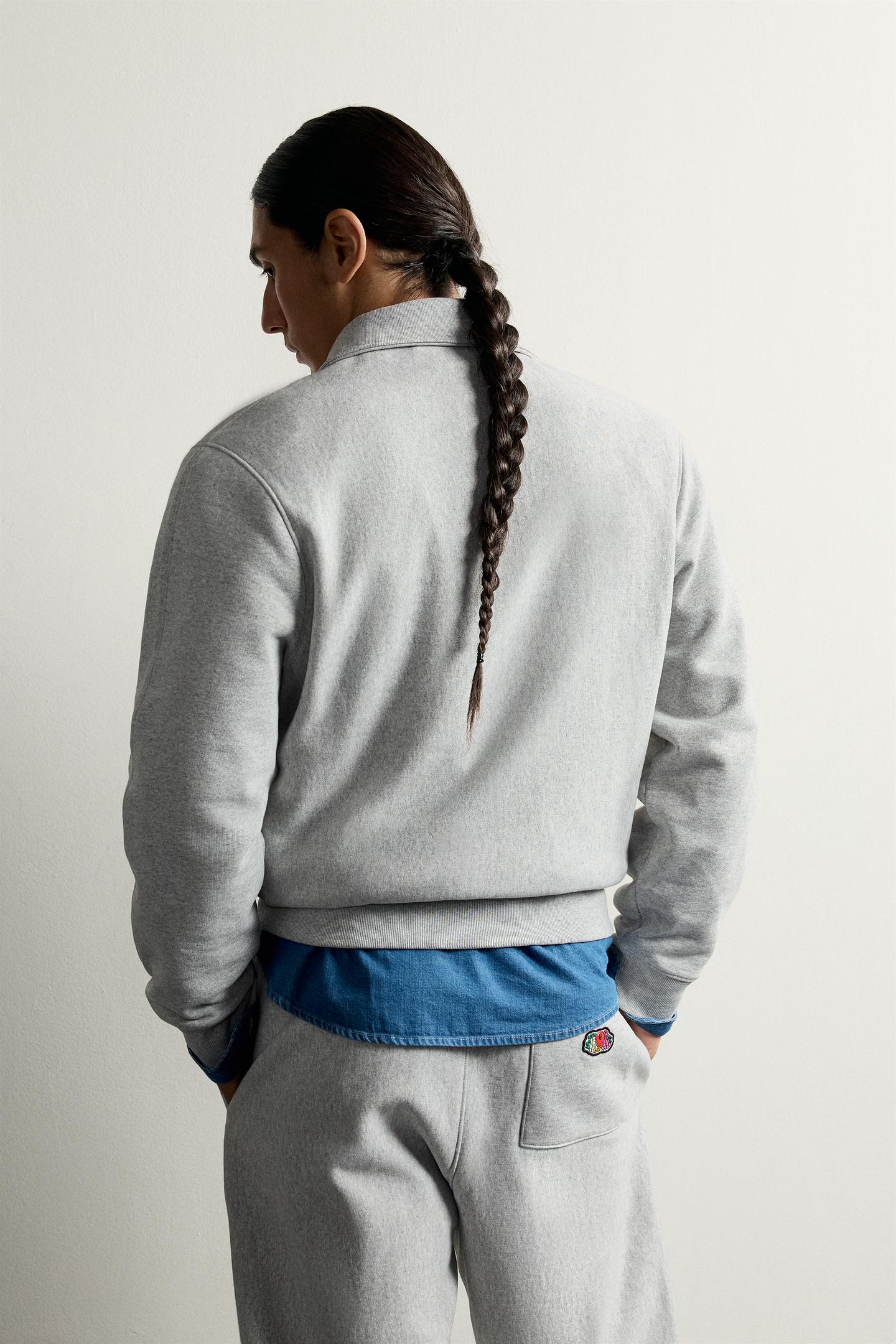 Мужская толстовка Zara Fruit OF the Loom™ Quarter-Zip, цвет: Серый меланжевый — фото 3