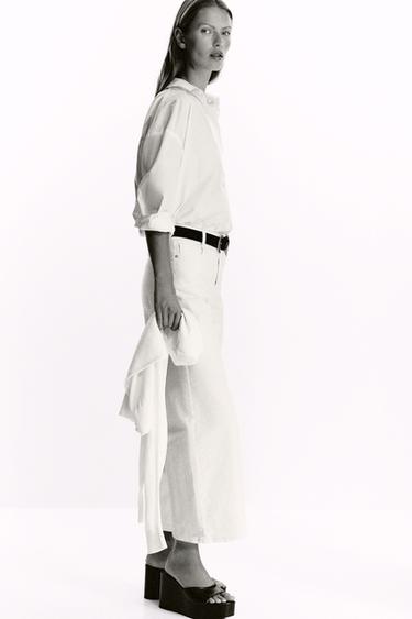 Z.10 HIGH-WAIST BELTED CULOTTES JEANS - White by Zara - Image 5