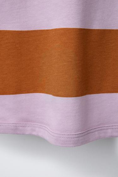 STRIPED EMBROIDERED T-SHIRT - Mauve by Zara - Image 3