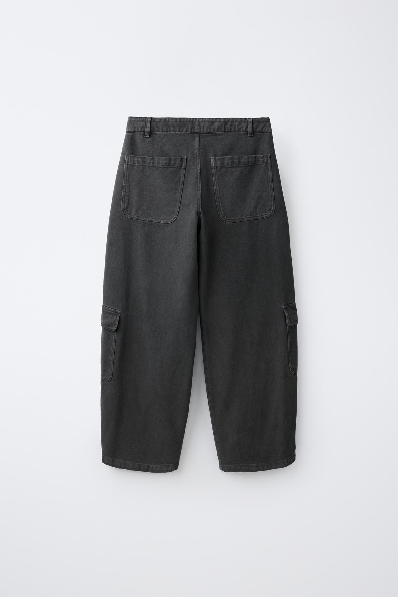 WIDE LEG CARGO PANTS — Anthracite grey