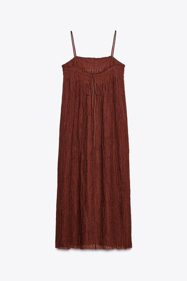 ROBE LONGUE AVEC RAMIE ZW COLLECTION - Marron de Zara - Image 6