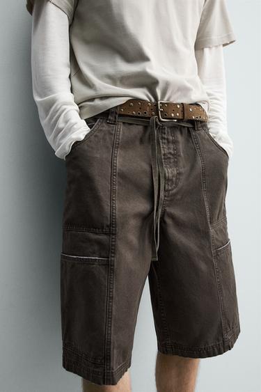 SHORT BAGGY AVEC CEINTURE - Marron de Zara - Image 4