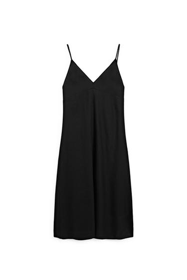 Zara Flowing linen blend slip dress - LIMITED EDITION - Black