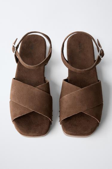 SABOTS EN CUIR À SEMELLE FINE - Marron de Zara - Image 3