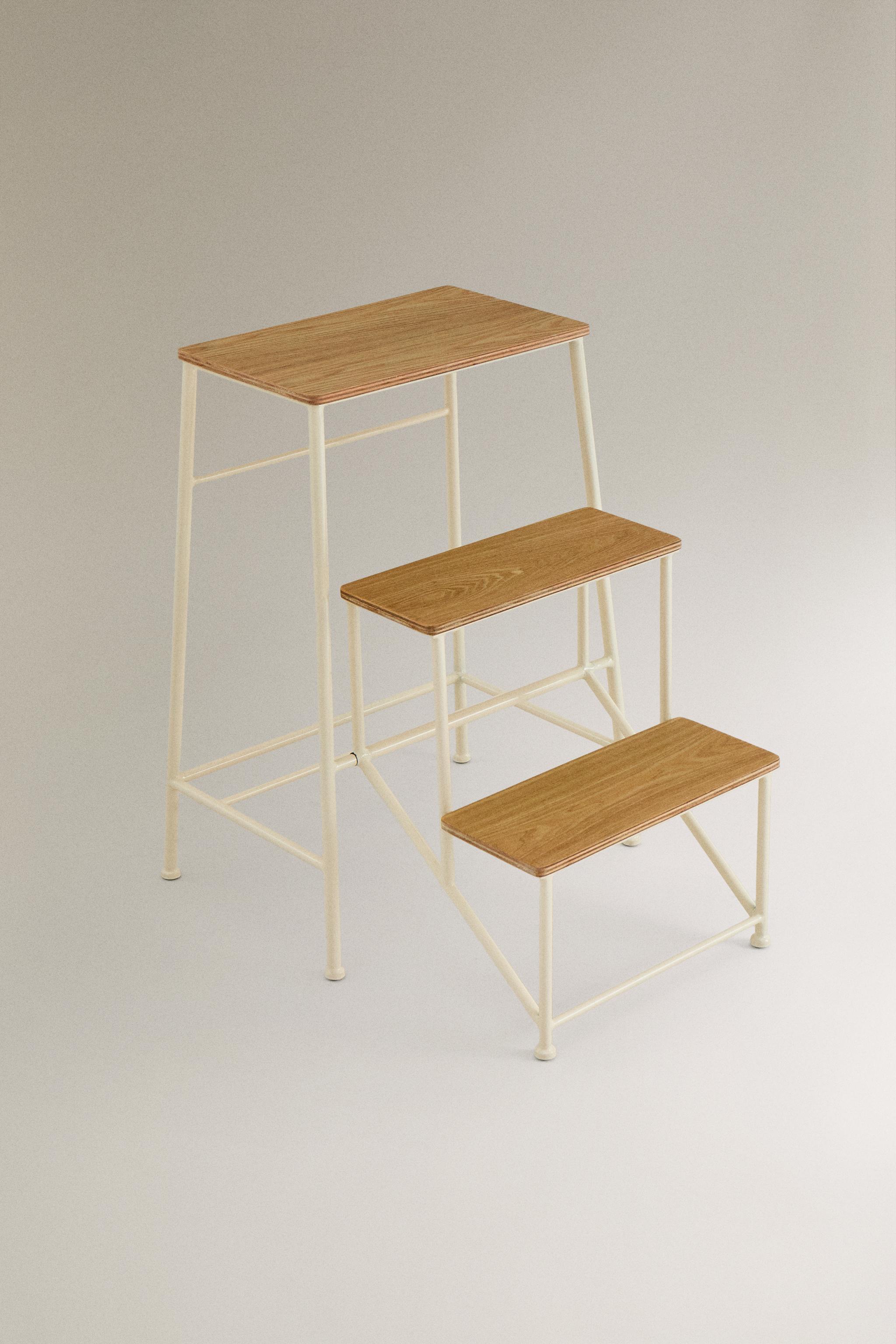 THREE-STEP WOOD AND IRON STOOL - Light beige | ZARA United States