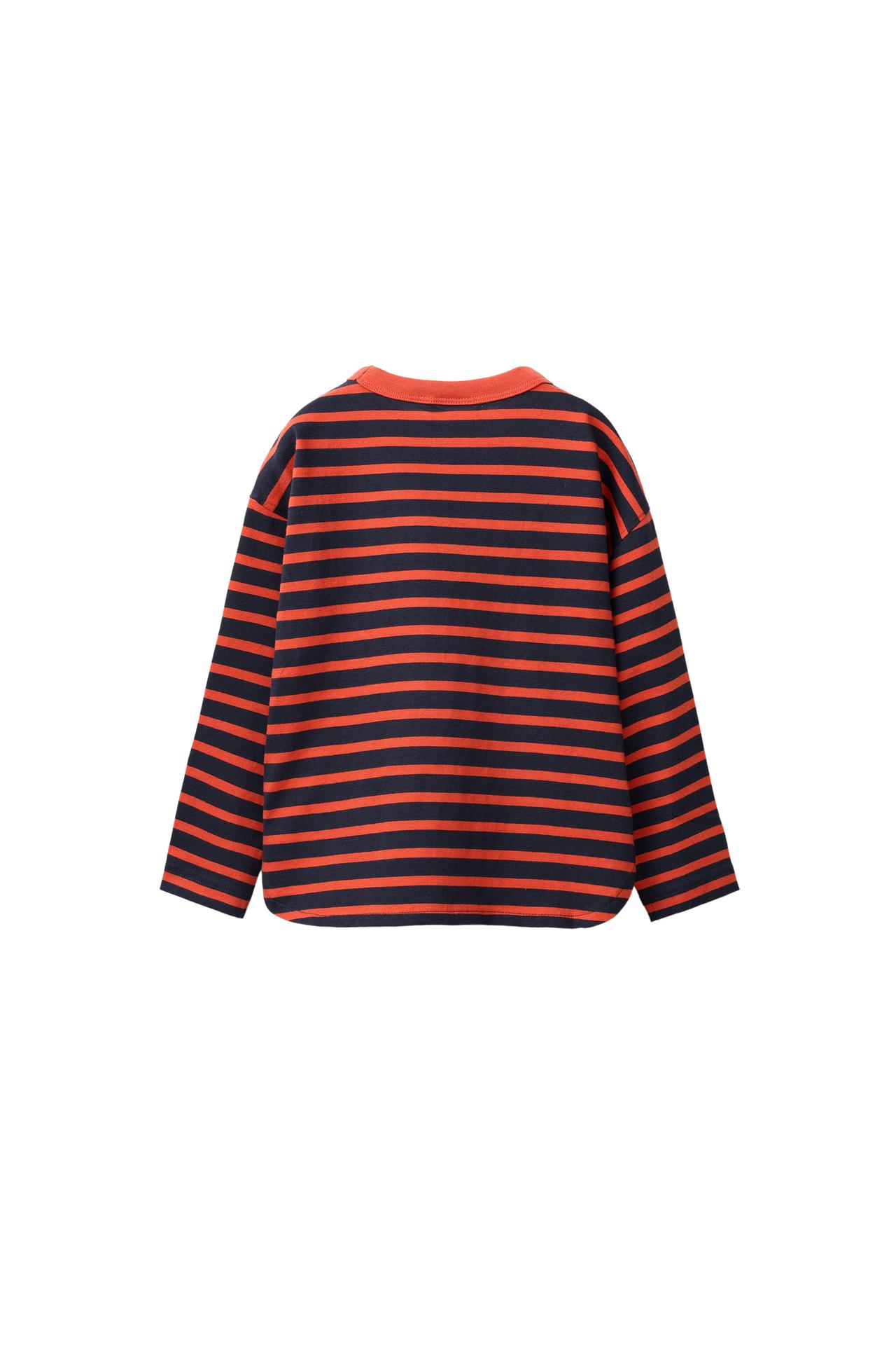 STRIPED PRINT T-SHIRT — Cherry red