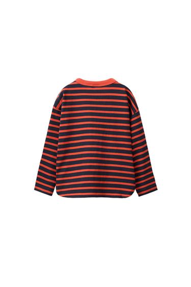 STRIPED PRINT T-SHIRT — Cherry red 2