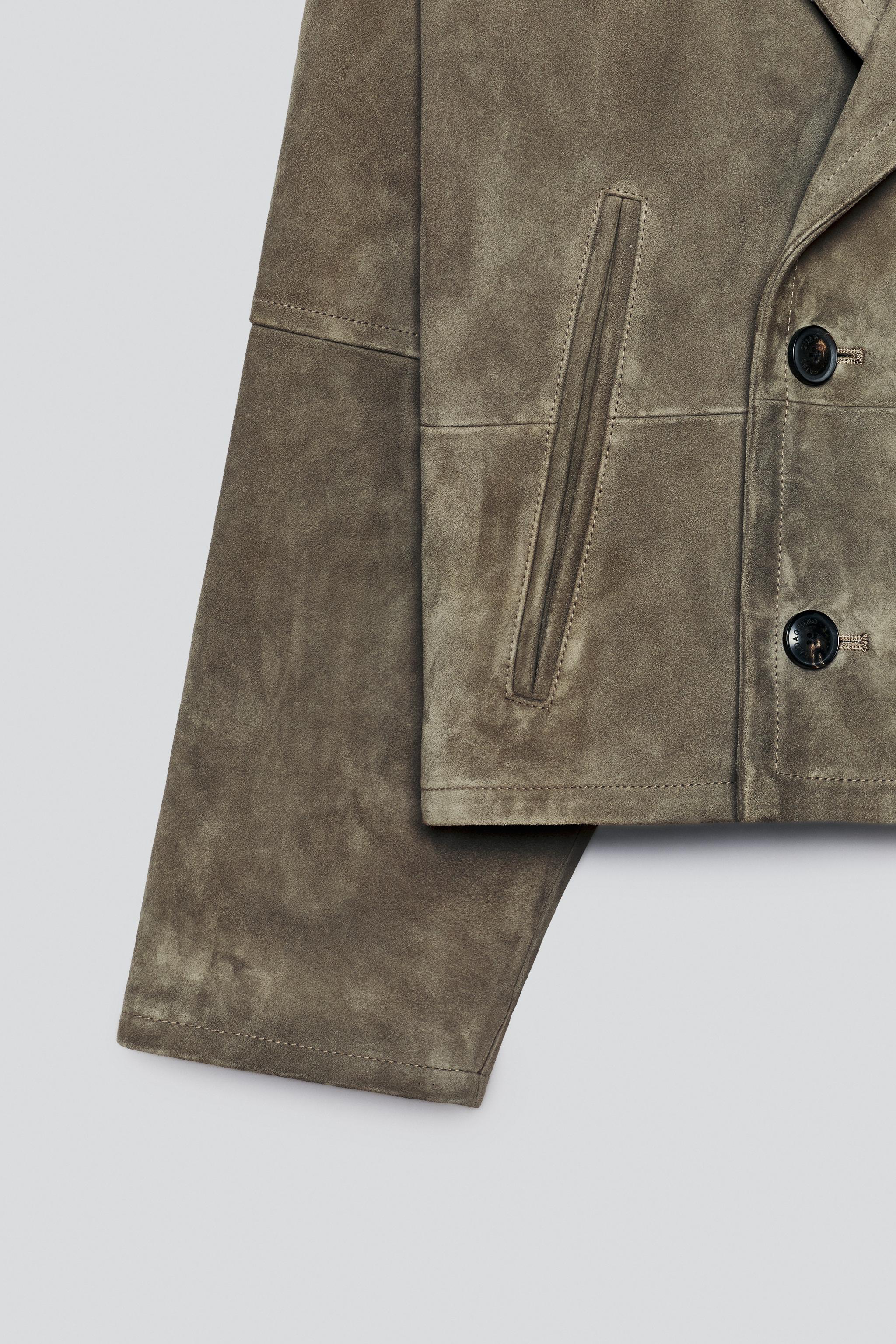 BLOUSON COURT FIT CUIR DAIM